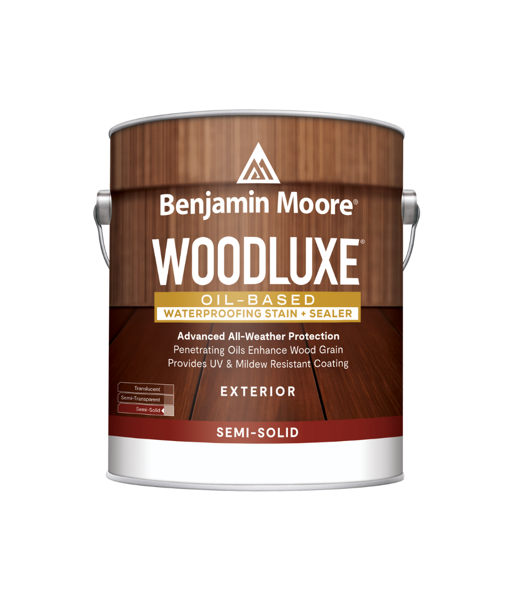 Benjamin Moore Woodluxe® Oil-Based Semi-Solid Exterior Stain available to shop at Regal Paint Centers in Maryland, Virginia and DC.