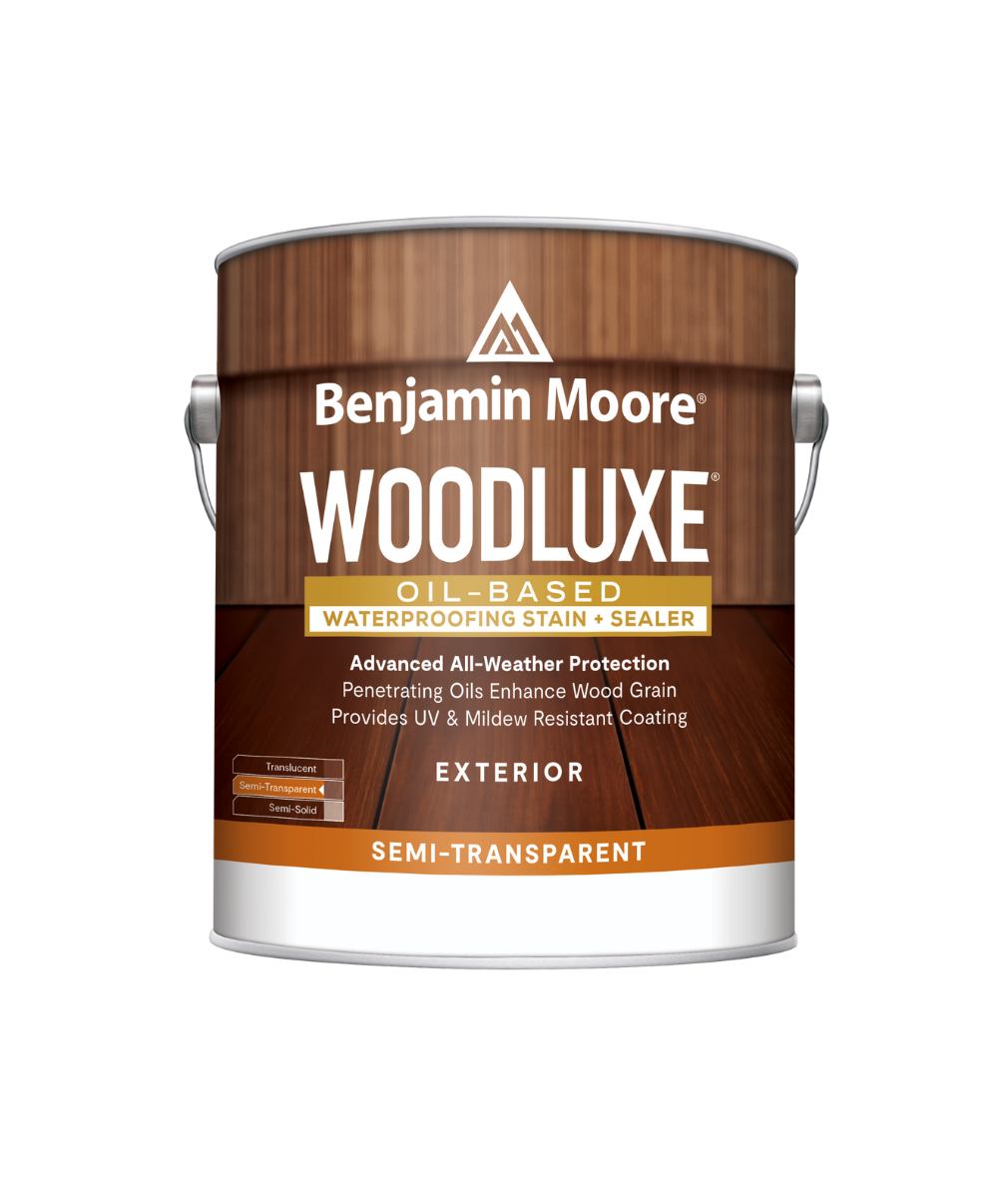 Benjamin Moore Woodluxe® Oil-Based Semi-Transparent Exterior Stain available to shop at Regal Paint Centers in Maryland, Virginia and DC.