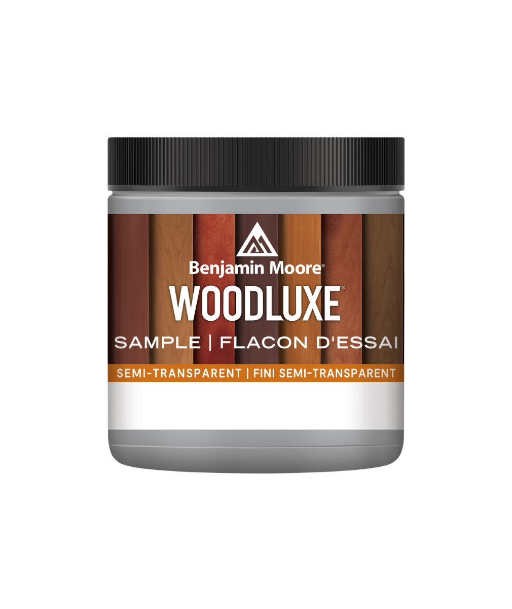 Benjamin Moore Woodluxe® Water-Based Semi-Transparent Exterior Stain Half Pint Sample available to shop at Regal Paint Centers in Maryland, Virginia and DC.