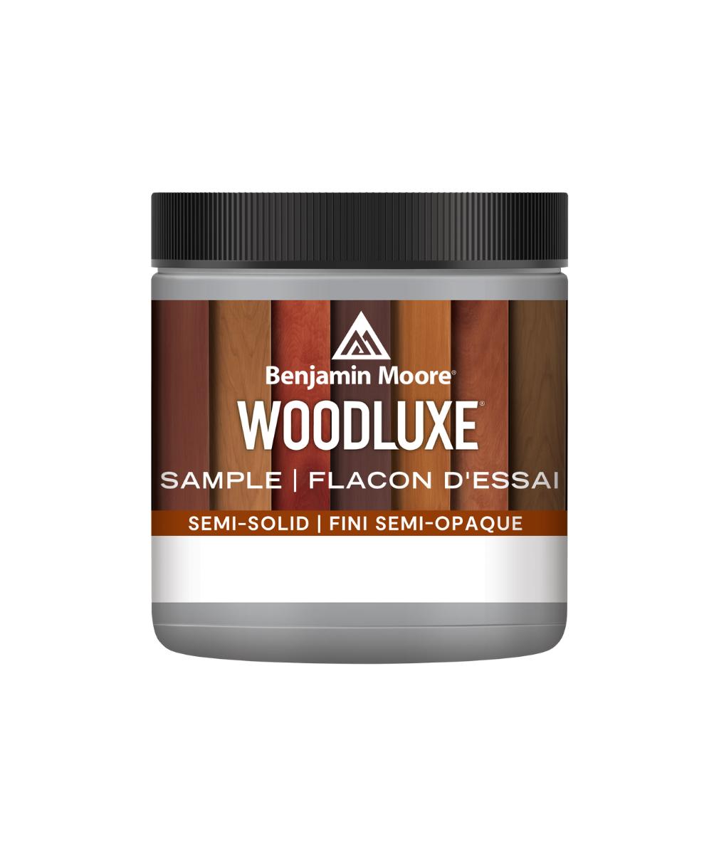 Benjamin Moore Woodluxe® Water-Based Semi-Solid Exterior Stain Half Pint Sample available to shop at Regal Paint Centers in Maryland, Virginia and DC.