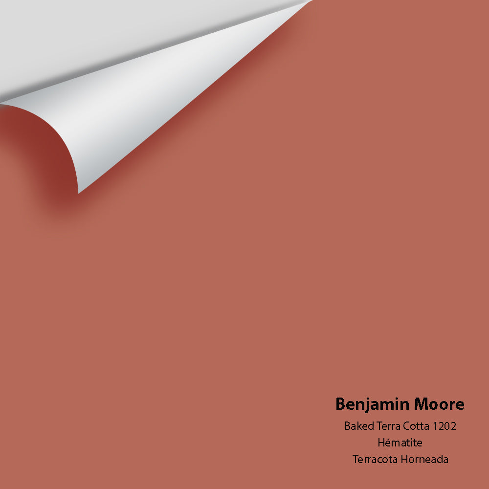 Digital color swatch of Benjamin Moore's Baked Terra Cotta 1202 Peel & Stick Sample available at Regal Paint Centers in MD & VA.