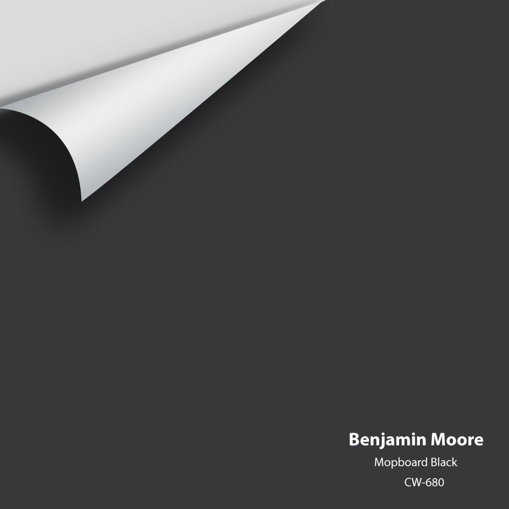 Digital color swatch of Benjamin Moore's Mopboard Black (CW-680) Peel & Stick Sample available at Regal Paint Centers in MD & VA.