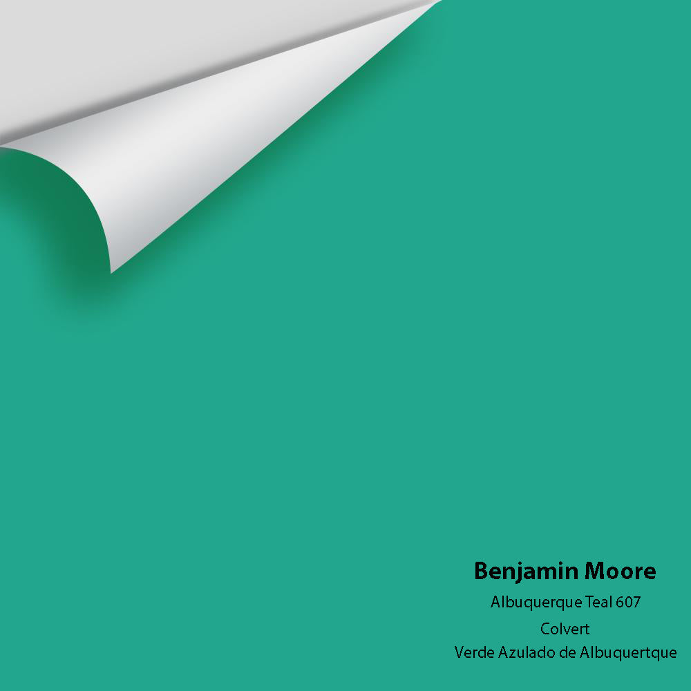 Digital color swatch of Benjamin Moore's Albuquerque Teal 607 Peel & Stick Sample available at Regal Paint Centers in MD & VA.