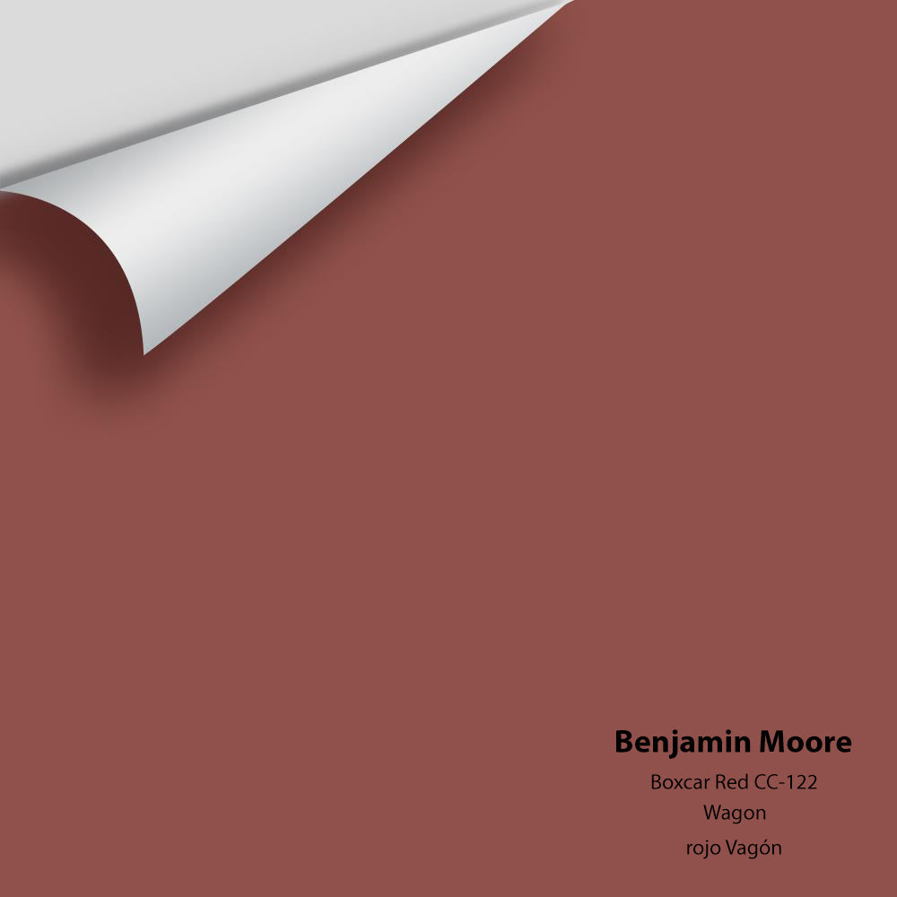 Digital color swatch of Benjamin Moore's Boxcar Red CC-122 Peel & Stick Sample available at Regal Paint Centers in MD & VA.