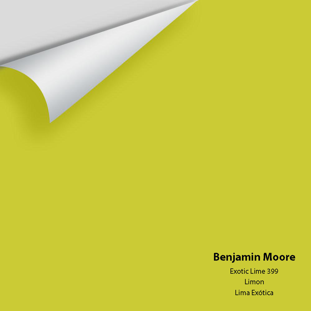 Digital color swatch of Benjamin Moore's Exotic Lime 399 Peel & Stick Sample available at Regal Paint Centers in MD & VA.