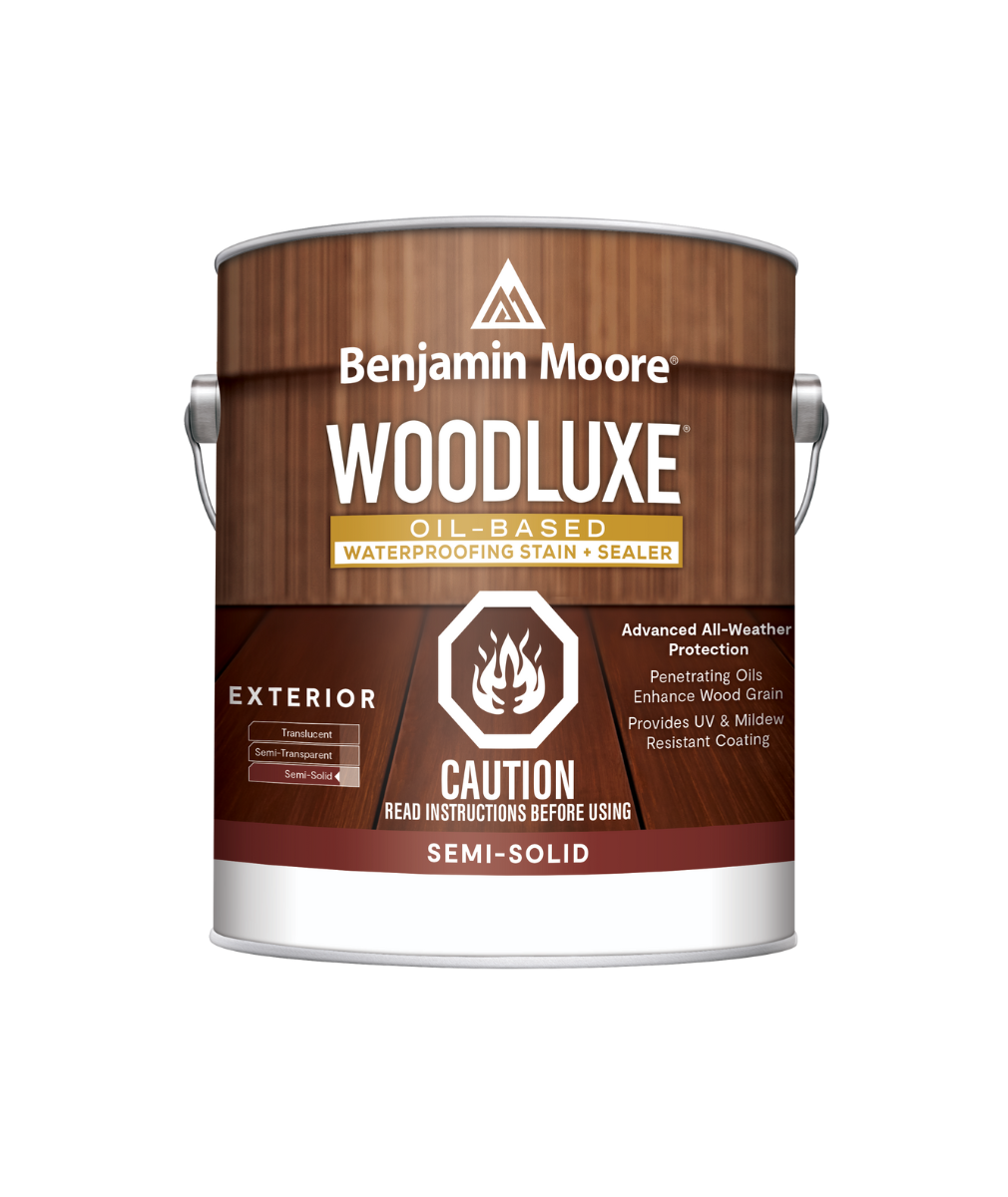 Benjamin Moore Woodluxe® Oil-Based Semi-Solid Exterior Stain available to shop at Regal Paint Centers in Maryland, Virginia and DC.  