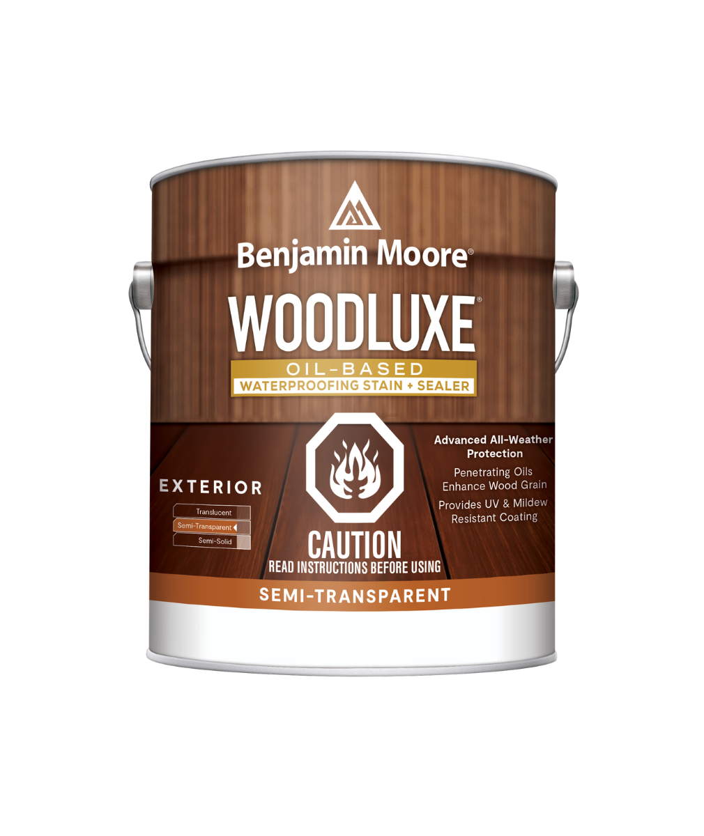 Benjamin Moore Woodluxe® Oil-Based Semi-Transparent Exterior Stain available to shop at Regal Paint Centers in Maryland, Virginia and DC.