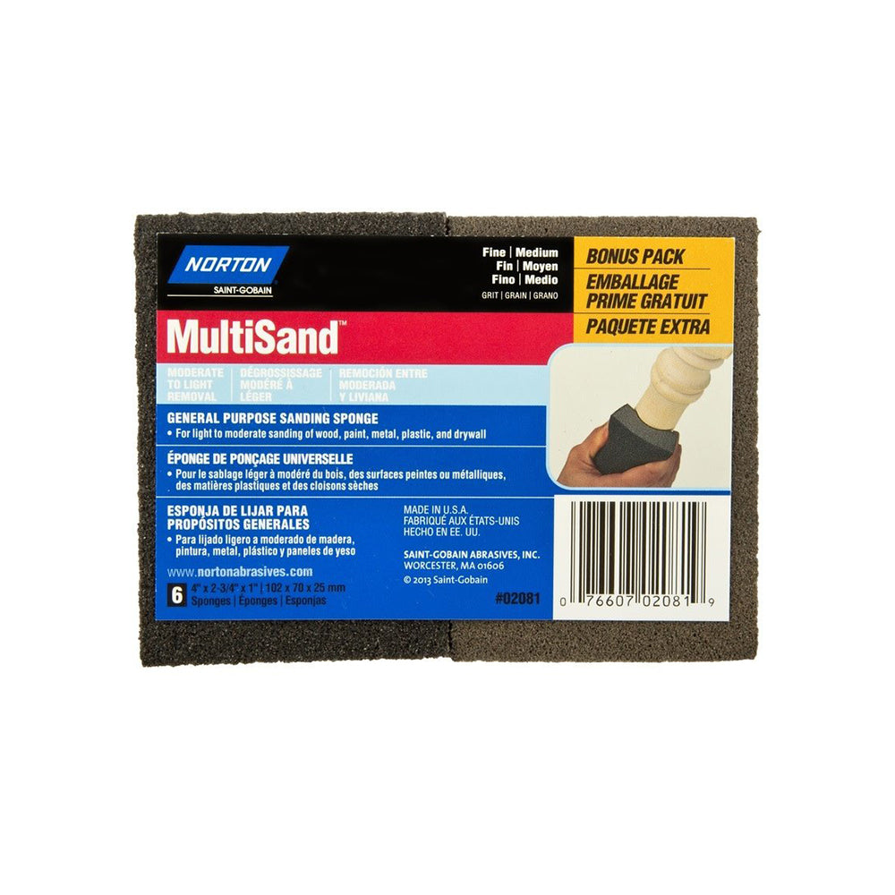 MultiSand Sanding Sponge Fine/Med 6 Pack